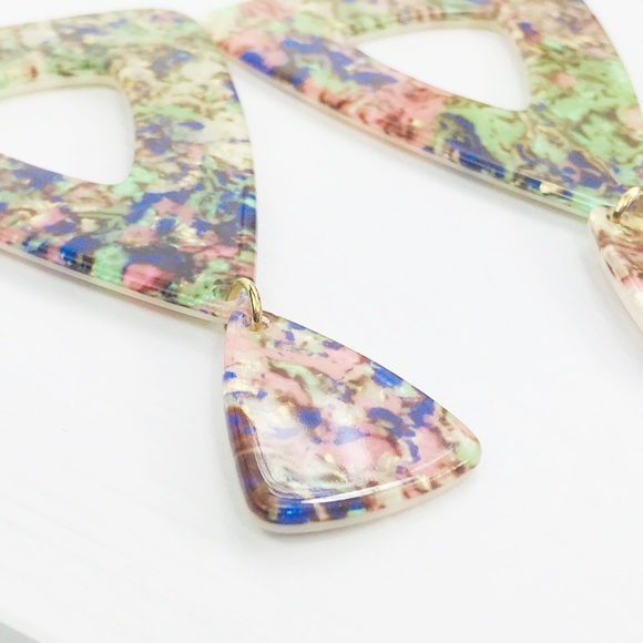 Triangle Drop Earrings in Pastel - Picture 6 of 8